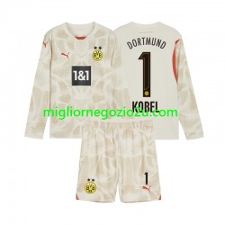 Maglia Borussia Dortmund Gregor Kobel 1 Portiere Bambino Casa Divisa 2024-2025 Manica Lunga