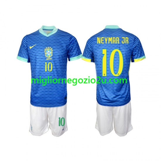 Maglia Brasile Neymar JR 10 Bambino Trasferta Divisa 2024 Manica Corta