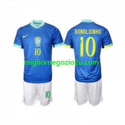 Maglia Brasile Ronaldinho 10 Bambino Trasferta Divisa 2024 Manica Corta