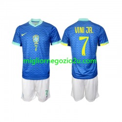 Maglia Brasile VINI JR 7 Bambino Trasferta Divisa 2024 Manica Corta