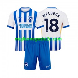 Maglia Brighton & Hove Albion WELBECK 18 Bambino Casa Divisa 2024-2025 Manica Corta
