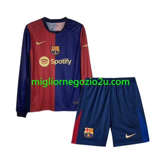 Maglia FC Barcelona Bambino Casa Divisa 2024-2025 Manica Lunga