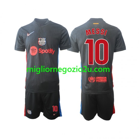 Maglia FC Barcelona Lionel Messi 10 Bambino Trasferta Divisa 2024-2025 Manica Corta