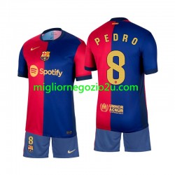 Maglia FC Barcelona Pedro 8 Bambino Casa Divisa 2024-2025 Manica Corta