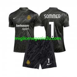 Maglia Inter Milan Yann Sommer 1 Portiere Bambino Terza Divisa 2024-2025 Manica Corta
