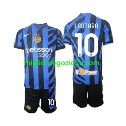 Maglia Inter Milan Lautaro 10 Bambino Casa Divisa 2024-2025 Manica Corta