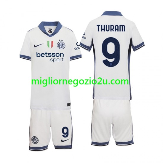 Maglia Inter Milan Marcus Thuram 9 Bambino Trasferta Divisa 2024-2025 Manica Corta