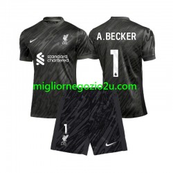 Maglia Liverpool Alisson Becker 1 Portiere Bambino Casa Divisa 2024-2025 Manica Corta