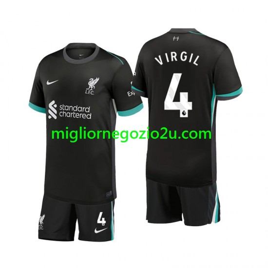 Maglia Liverpool Virgil 4 Bambino Trasferta Divisa 2024-2025 Manica Corta