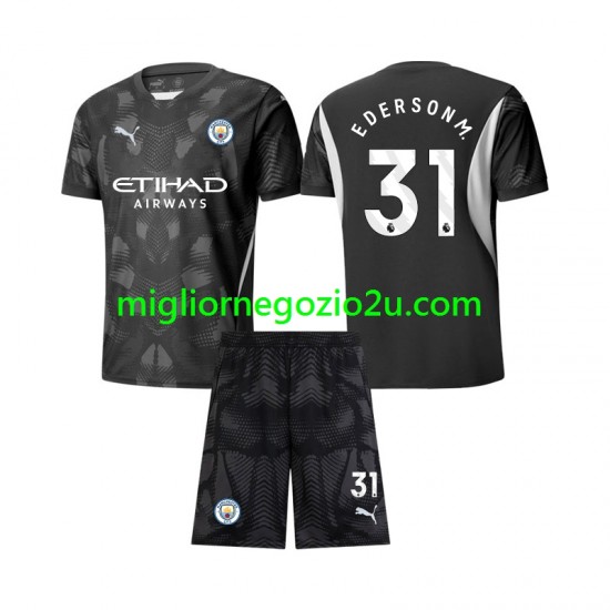 Maglia Manchester City Ederson Moraes 31 Portiere Bambino Quarta Divisa 2024-2025 Manica Corta