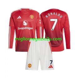 Maglia Manchester United Cristiano Ronaldo 7 Bambino Casa Divisa 2024-2025 Manica Lunga
