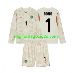 Maglia Marocco Yassine Bounou 1 Portiere Bambino Trasferta Divisa 2024 Manica Lunga