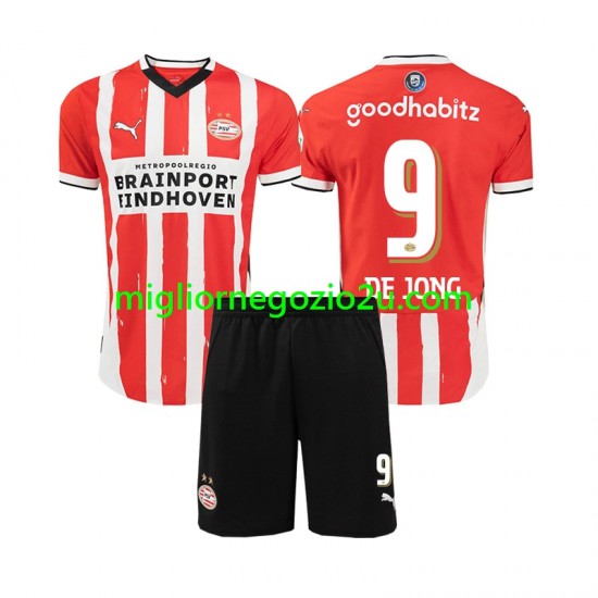 Maglia PSV Eindhoven DE JONG 9 Bambino Casa Divisa 2024-2025 Manica Corta