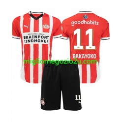 Maglia PSV Eindhoven Johan Bakayoko 11 Bambino Casa Divisa 2024-2025 Manica Corta