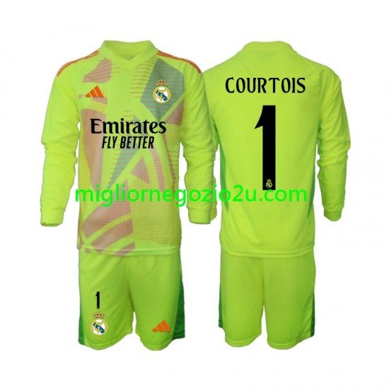 Maglia Real Madrid COURTOIS 1 Portiere Bambino Quarta Divisa 2024-2025 Manica Lunga