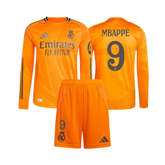 Maglia Real Madrid Mbappé 9 Bambino Trasferta Divisa 2024-2025 Manica Lunga