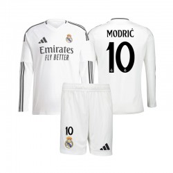 Maglia Real Madrid Modrić 10 Bambino Casa Divisa 2024-2025 Manica Lunga