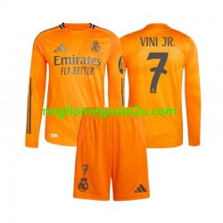 Maglia Real Madrid Vinicius Junior 7 Bambino Trasferta Divisa 2024-2025 Manica Lunga
