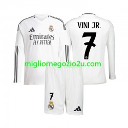 Maglia Real Madrid Vinicius Junior 7 Bambino Casa Divisa 2024-2025 Manica Lunga