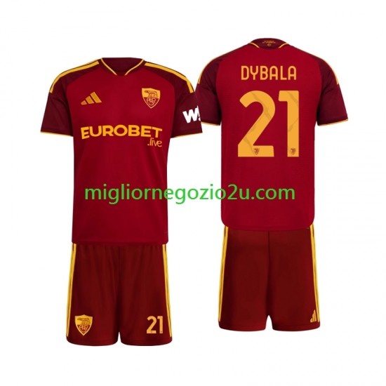 Maglia AS Roma Paulo Dybala 21 Bambino Casa Divisa 2026-2027 Manica Corta