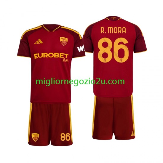 Maglia AS Roma Rodrigo Mora 86 Bambino Casa Divisa 2026-2027 Manica Corta
