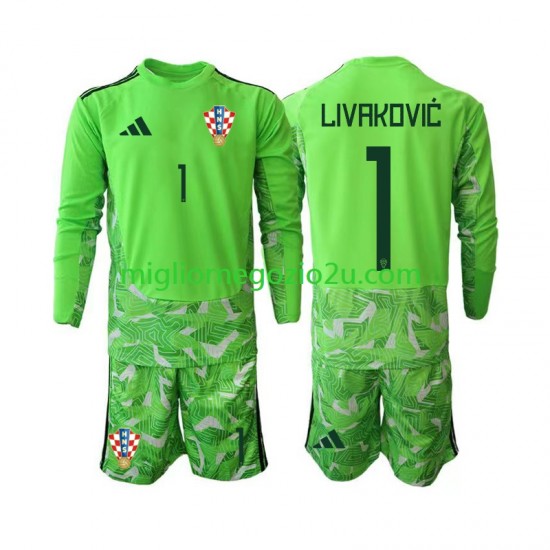 Maglia Croazia Dominik Livakovic 25 Portiere Bambino Casa Divisa 2026-2027 Manica Lunga