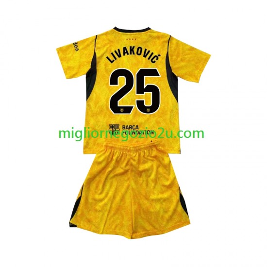 Maglia FC Barcelona Dominik Livakovic 25 Portiere Bambino Quarta Divisa 2026-2027 Manica Corta