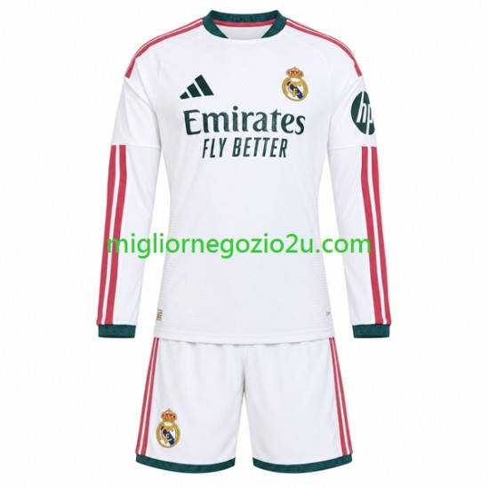 Maglia Real Madrid Bambino Casa Divisa 2026-2027 Manica Lunga