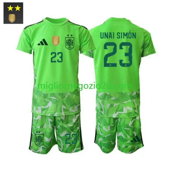 Maglia Spagna Unai Simon 23 Portiere Bambino Terza Divisa 2026-2027 Manica Corta