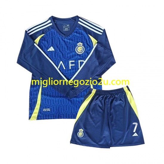 Maglia Al Nassr Cristiano Ronaldo 7 Bambino Trasferta Divisa 2024-2025 Manica Lunga