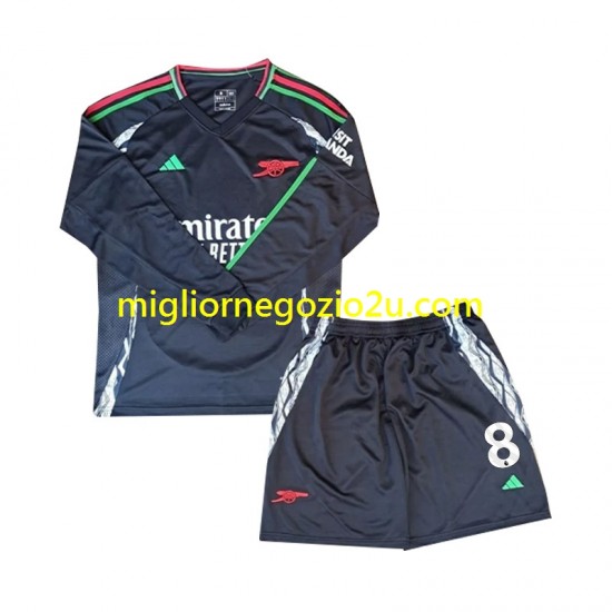 Maglia Arsenal Odegaard 8 Bambino Trasferta Divisa 2024-2025 Manica Lunga