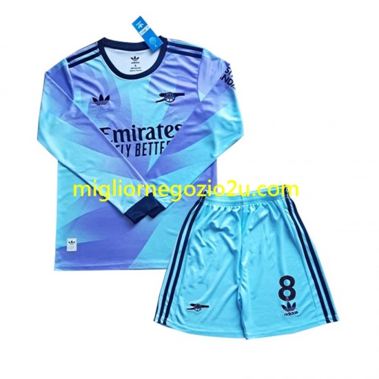 Maglia Arsenal Odegaard 8 Bambino Terza Divisa 2024-2025 Manica Lunga
