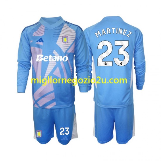 Maglia Aston Villa Emiliano Martinez 23 Portiere Bambino Terza Divisa 2024-2025 Manica Lunga