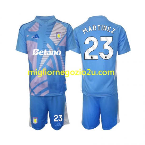 Maglia Aston Villa Emiliano Martinez 23 Portiere Bambino Terza Divisa 2024-2025 Manica Corta
