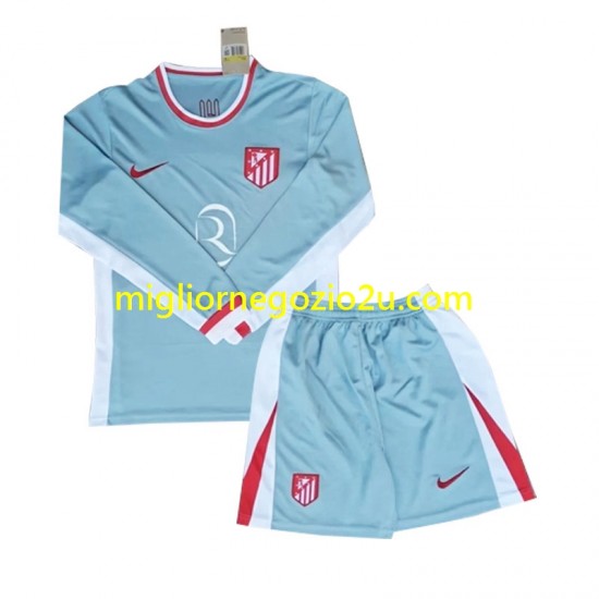 Maglia Atlético Madrid Bambino Trasferta Divisa 2024-2025 Manica Lunga