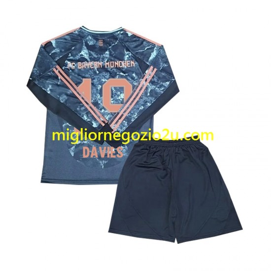 Maglia FC Bayern München Davies 19 Bambino Trasferta Divisa 2024-2025 Manica Lunga