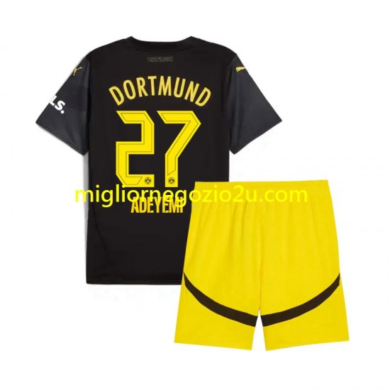 Maglia Borussia Dortmund Karim Adeyemi 27 Bambino Trasferta Divisa 2024-2025 Manica Corta