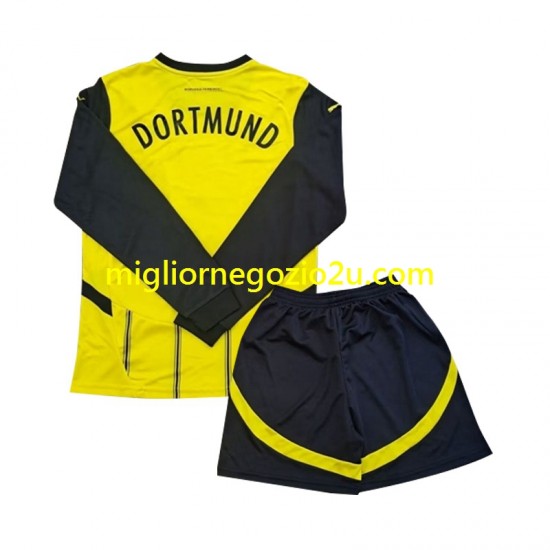 Maglia Borussia Dortmund Bambino Casa Divisa 2024-2025 Manica Lunga