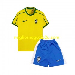 Maglia Brasile Retro Bambino Casa Divisa 1998 Manica Corta