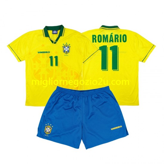 Maglia Brasile Romario 11 Retro Bambino Casa Divisa 1994 Manica Corta