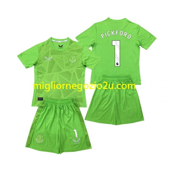 Maglia Everton Pickford 1 Portiere Bambino Casa Divisa 2024-2025 Manica Corta