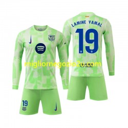 Maglia FC Barcelona Lamine Yamal 19 Bambino Terza Divisa 2024-2025 Manica Lunga
