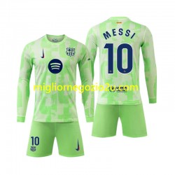 Maglia FC Barcelona Lionel Mess 10 Bambino Terza Divisa 2024-2025 Manica Lunga