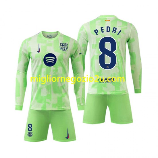 Maglia FC Barcelona Pedri 8 Bambino Terza Divisa 2024-2025 Manica Lunga