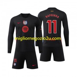 Maglia FC Barcelona Raphinha 11 Bambino Trasferta Divisa 2024-2025 Manica Lunga