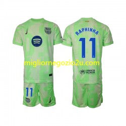 Maglia FC Barcelona Raphinha 11 Bambino Terza Divisa 2024-2025 Manica Corta