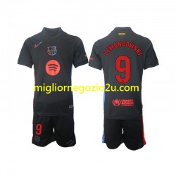 Maglia FC Barcelona Robert Lewandowski 9 Bambino Trasferta Divisa 2024-2025 Manica Corta