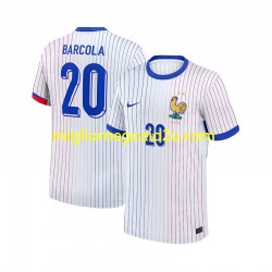 Maglia Francia Bradley Barcola 20 Uomo Trasferta Divisa 2024 Manica Corta