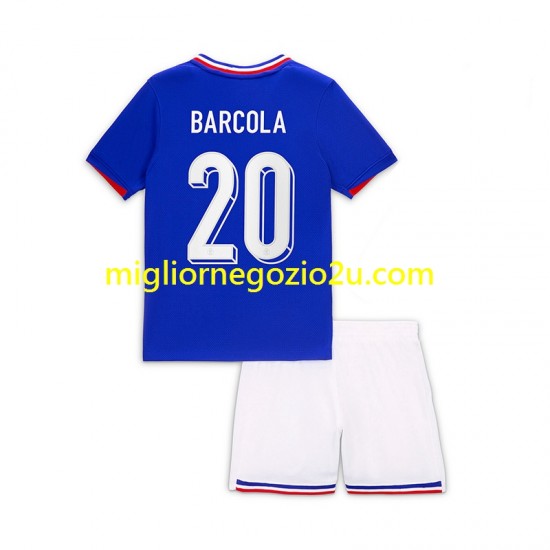 Maglia Francia Bradley Barcola 20 Bambino Casa Divisa 2024 Manica Corta
