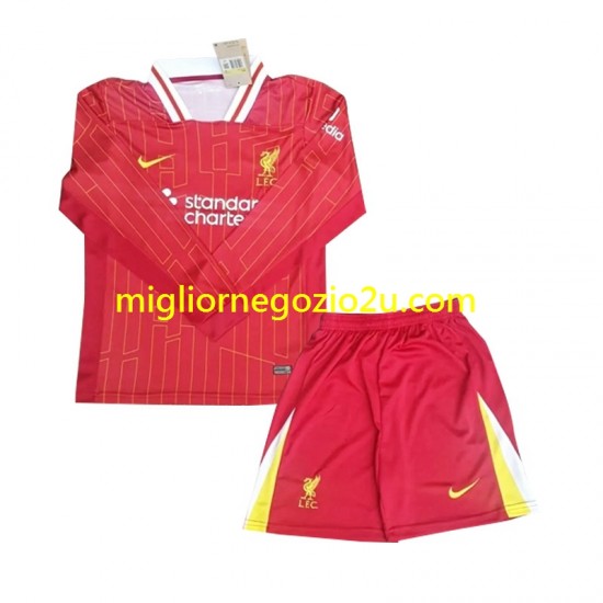 Maglia Liverpool Bambino Casa Divisa 2024-2025 Manica Lunga